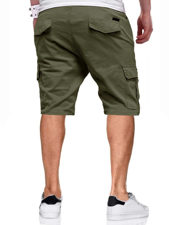 Manfinity Homme Men Flap Pockets Drawstring Cargo Shorts