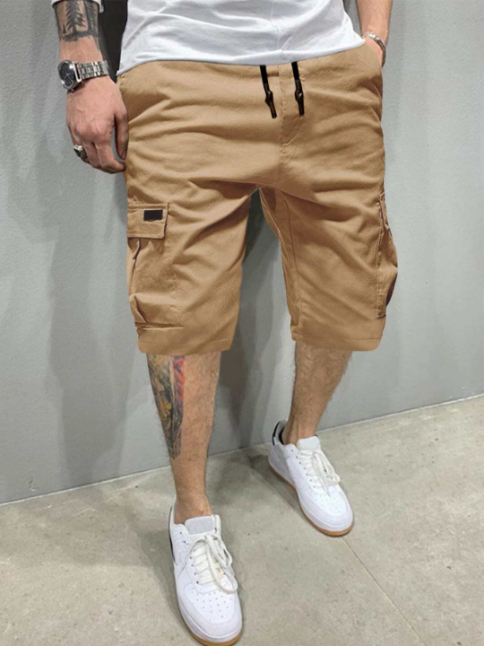 Manfinity Homme Men Flap Pockets Drawstring Cargo Shorts