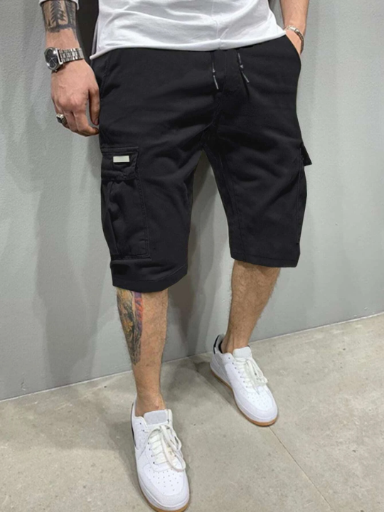 Manfinity Homme Men Flap Pockets Drawstring Cargo Shorts