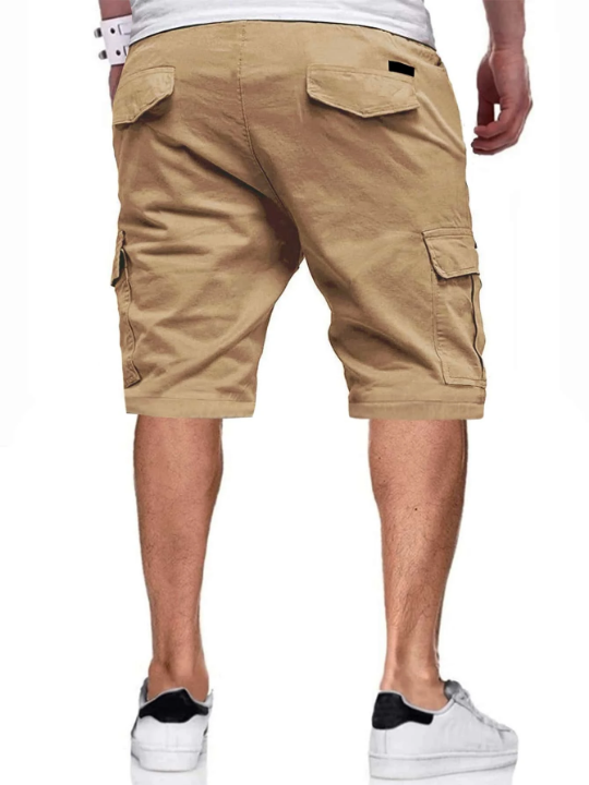 Manfinity Homme Men Flap Pockets Drawstring Cargo Shorts