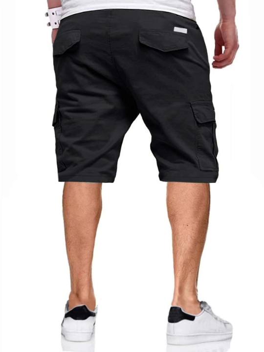 Manfinity Homme Men Flap Pockets Drawstring Cargo Shorts