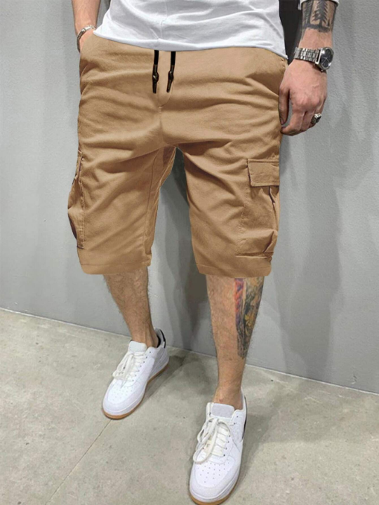 Manfinity Homme Men Flap Pockets Drawstring Cargo Shorts