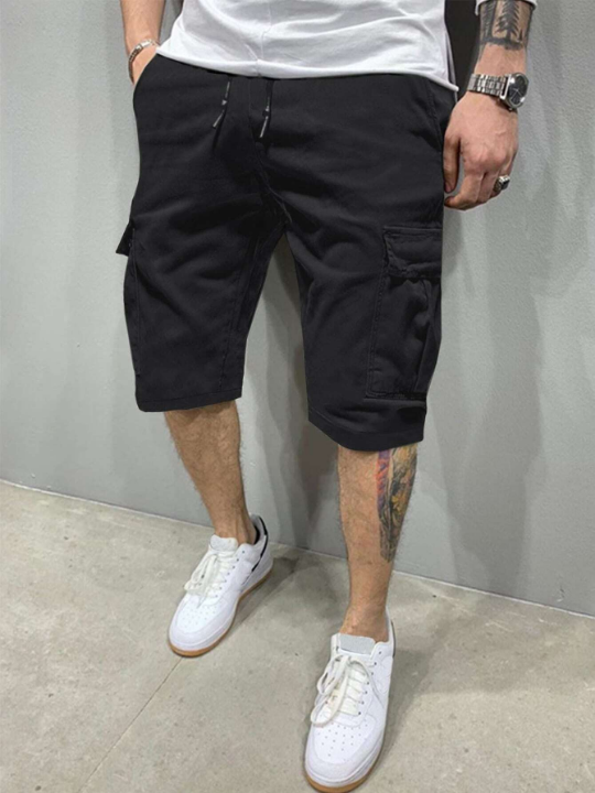 Manfinity Homme Men Flap Pockets Drawstring Cargo Shorts