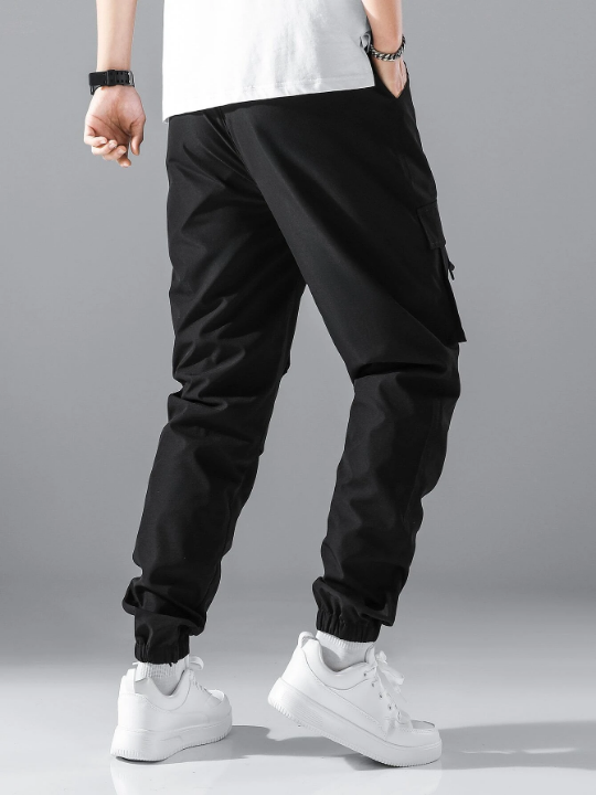 Manfinity Hypemode Men Letter Graphic Drawstring Cargo Loose Pants