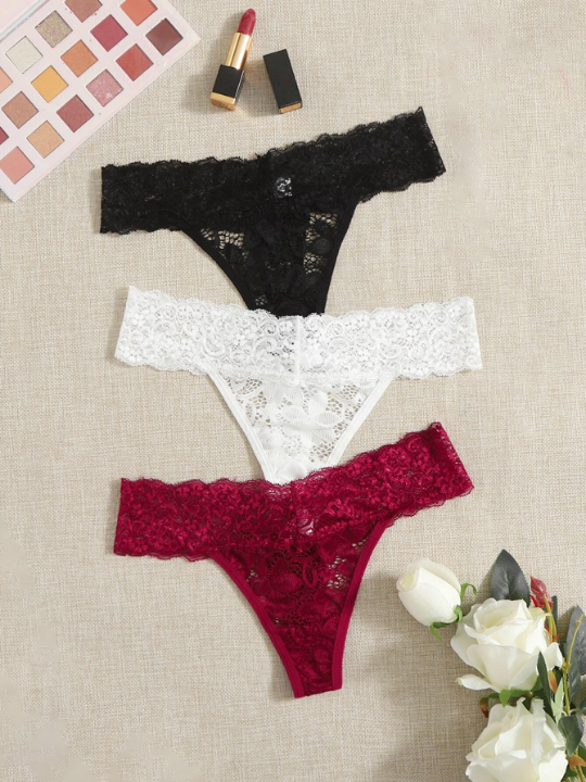 Classic Sexy 3pack Floral Lace Thong