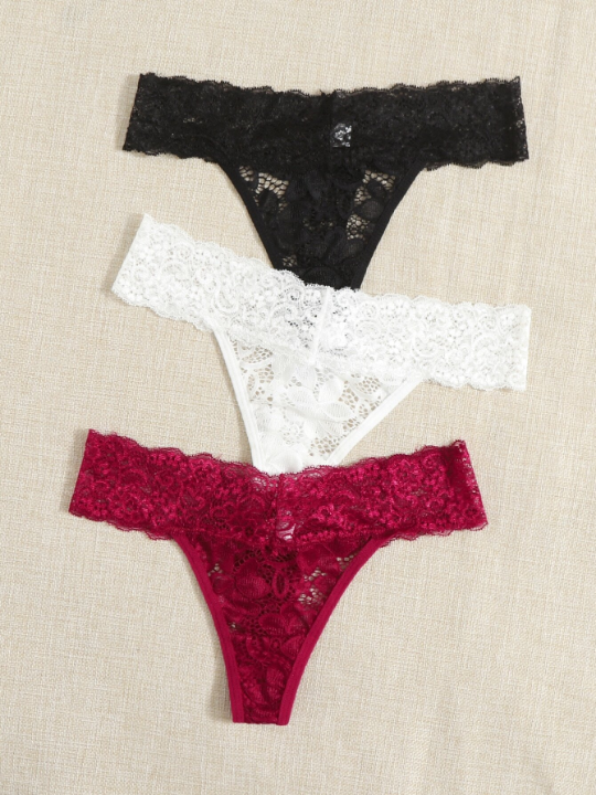 Classic Sexy 3pack Floral Lace Thong