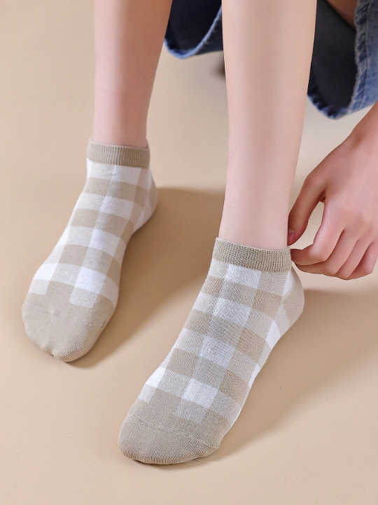 5pairs Polka Dot & Striped Print Ankle Socks