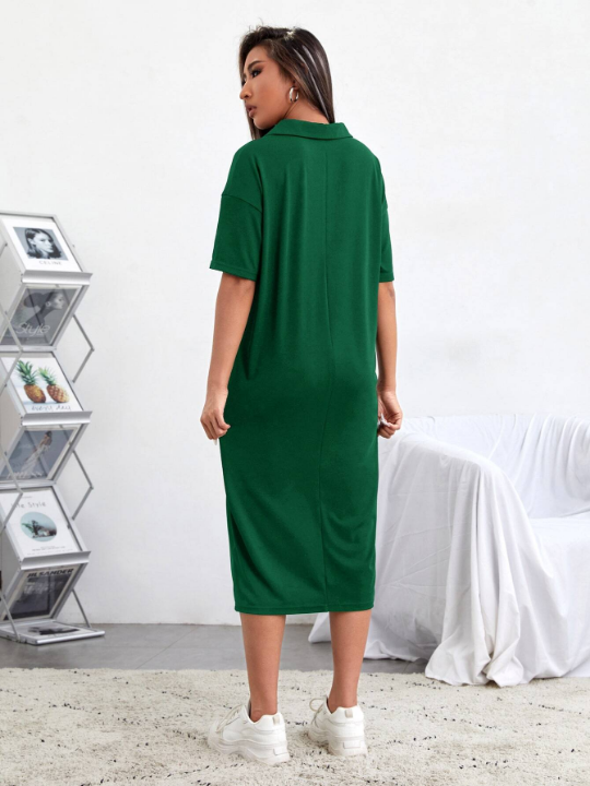 EZwear Drop Shoulder Solid Tee Dress