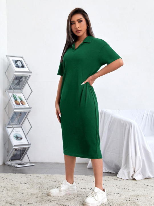 EZwear Drop Shoulder Solid Tee Dress