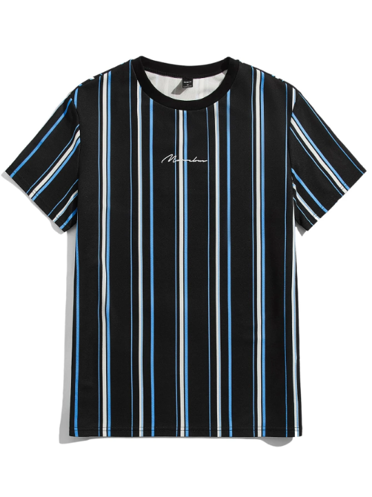 Manfinity Homme Men Letter Graphic Striped Tee