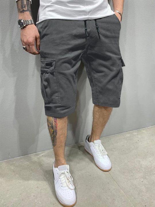 Manfinity Homme Men Flap Pocket Drawstring Oversize Cargo Shorts