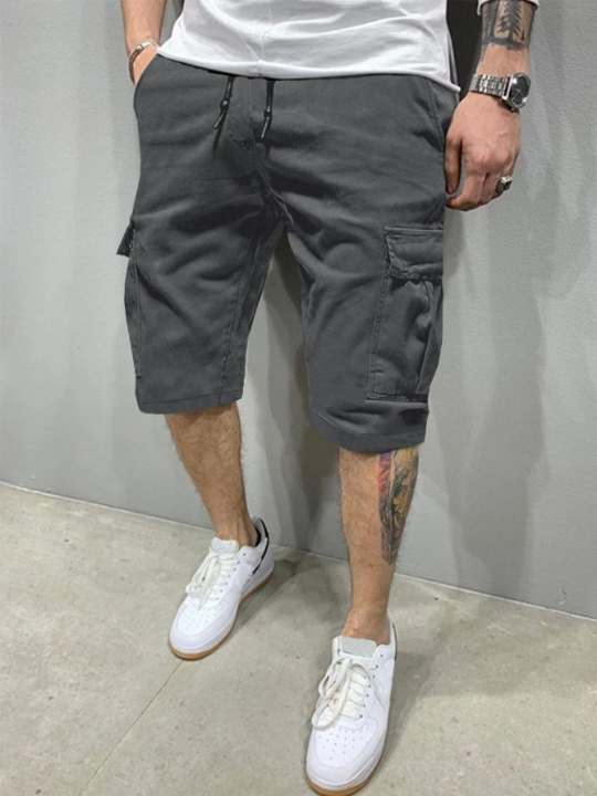 Manfinity Homme Men Flap Pocket Drawstring Oversize Cargo Shorts