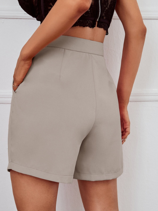 Frenchy Solid Slant Pocket Wide Leg Shorts