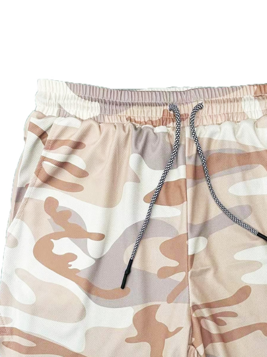 Sport Corelite Men 2 In 1 Camo Phone Pocket Sports Shorts With Towel Loop