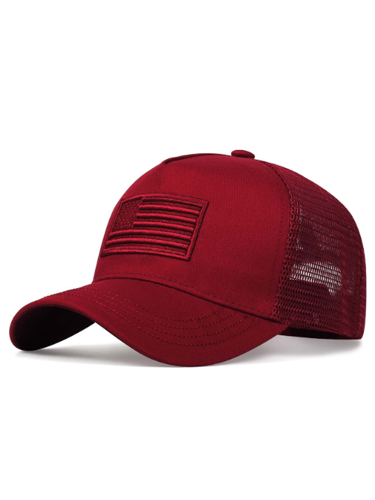 Men Flag Embroidered Trucker Hat