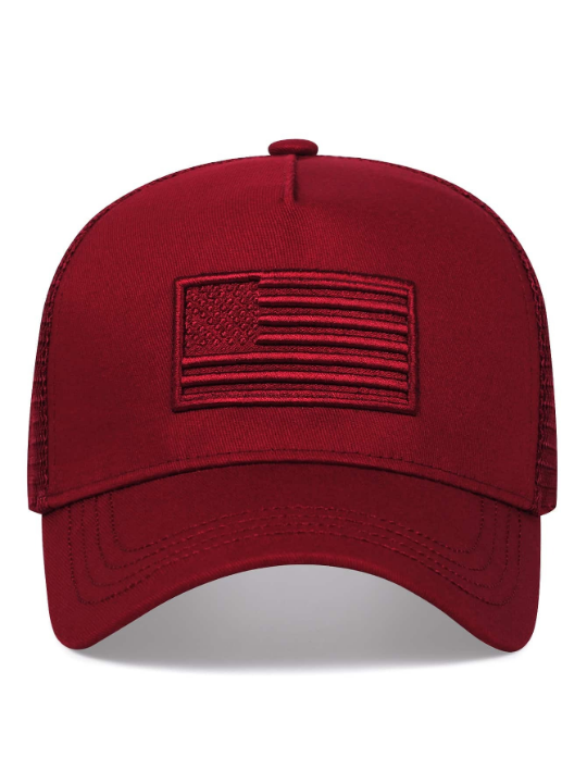 Men Flag Embroidered Trucker Hat