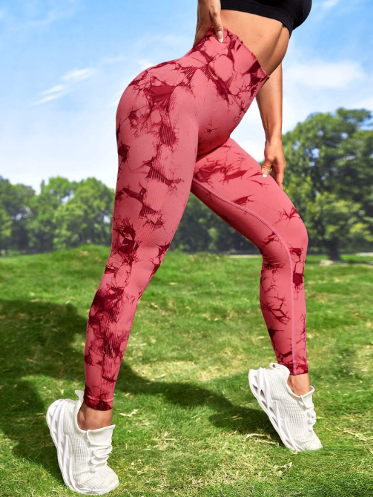 Yoga Trendy Seamless Softness Tie Dye Sports Leggings