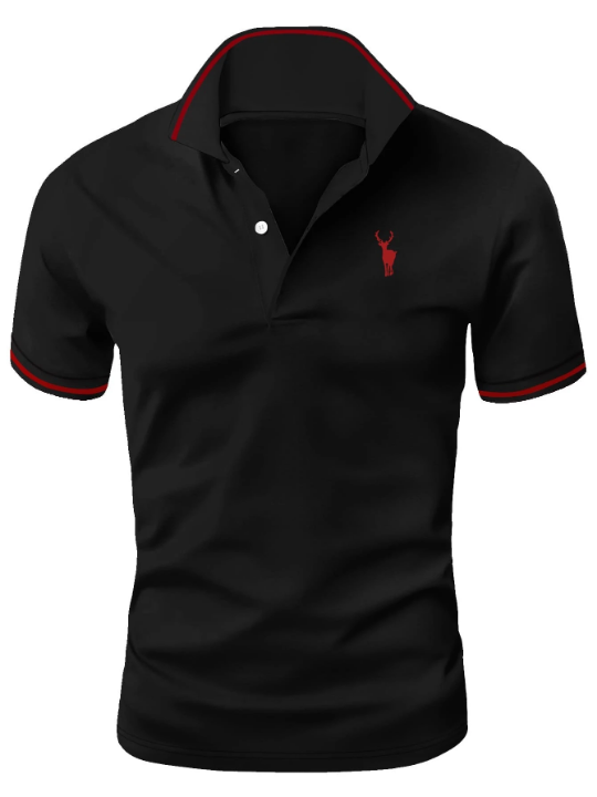 Manfinity Homme Men Deer Print Contrast Trim Polo Shirt