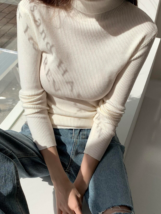 DAZY Ribbed Knit Turtleneck Sweater