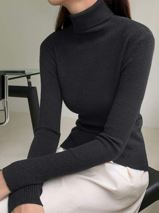 DAZY Ribbed Knit Turtleneck Sweater