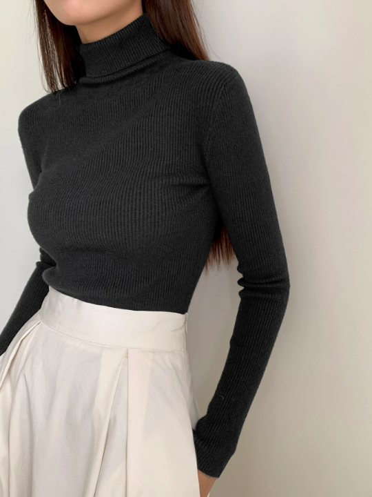 DAZY Ribbed Knit Turtleneck Sweater