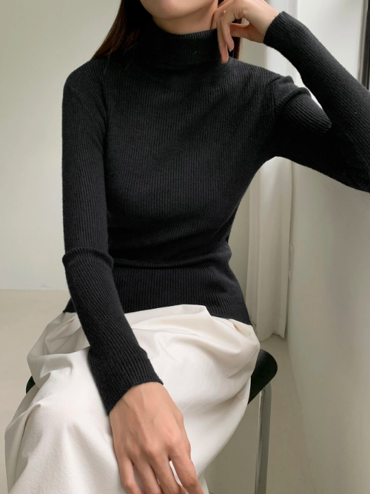 DAZY Ribbed Knit Turtleneck Sweater