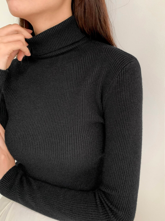 DAZY Ribbed Knit Turtleneck Sweater