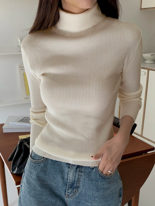 DAZY Ribbed Knit Turtleneck Sweater