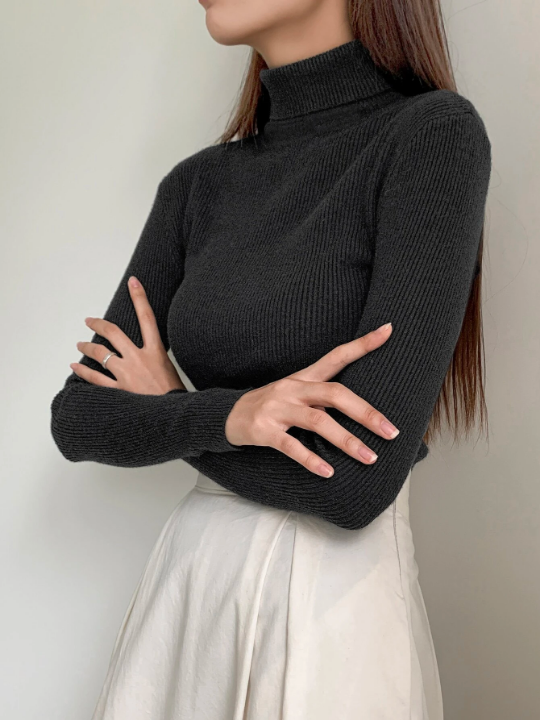 DAZY Ribbed Knit Turtleneck Sweater