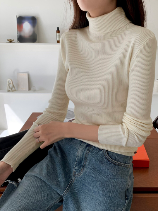 DAZY Ribbed Knit Turtleneck Sweater