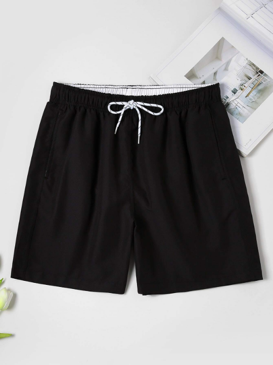 Manfinity Swimmode Men Solid Drawstring Waist Swim Trunks