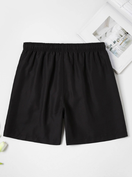 Manfinity Swimmode Men Solid Drawstring Waist Swim Trunks