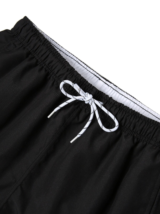 Manfinity Swimmode Men Solid Drawstring Waist Swim Trunks