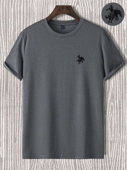 Manfinity Homme Men Figure & Horse Embroidery Tee