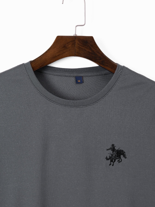 Manfinity Homme Men Figure & Horse Embroidery Tee