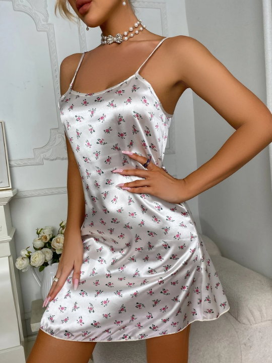 Ditsy Floral Print Satin Cami Night Dress