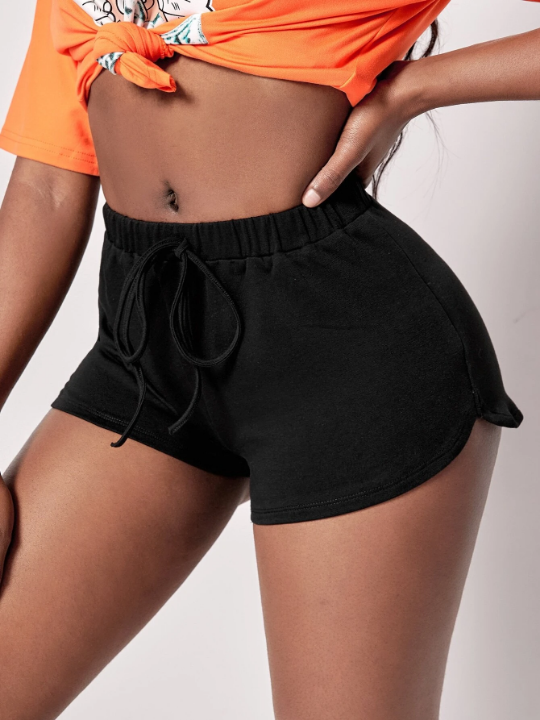 Slayr Solid Drawstring Waist Shorts