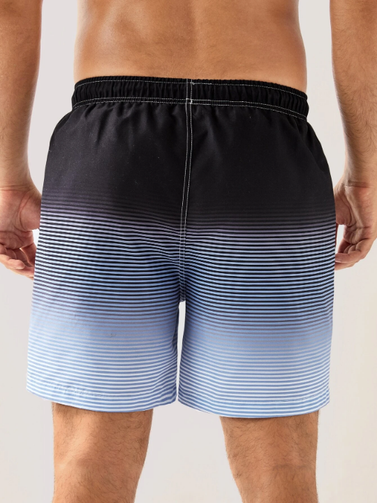 Manfinity Swimmode Men Striped Ombre Drawstring Waist Swim Trunks