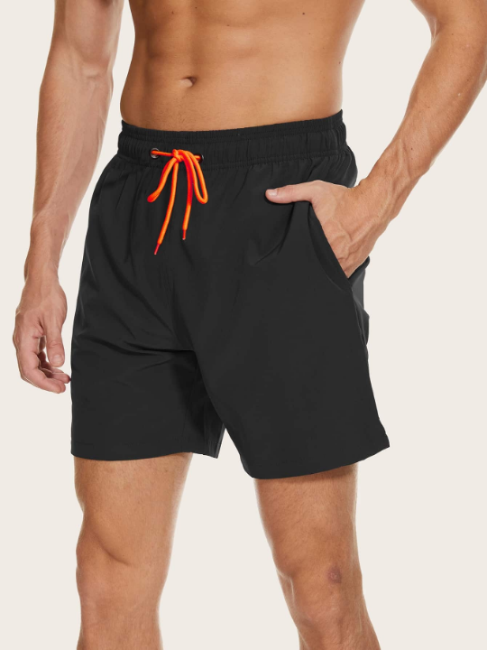 Manfinity Swimmode Men Drawstring Waist Phone Pocket Swim Trunks