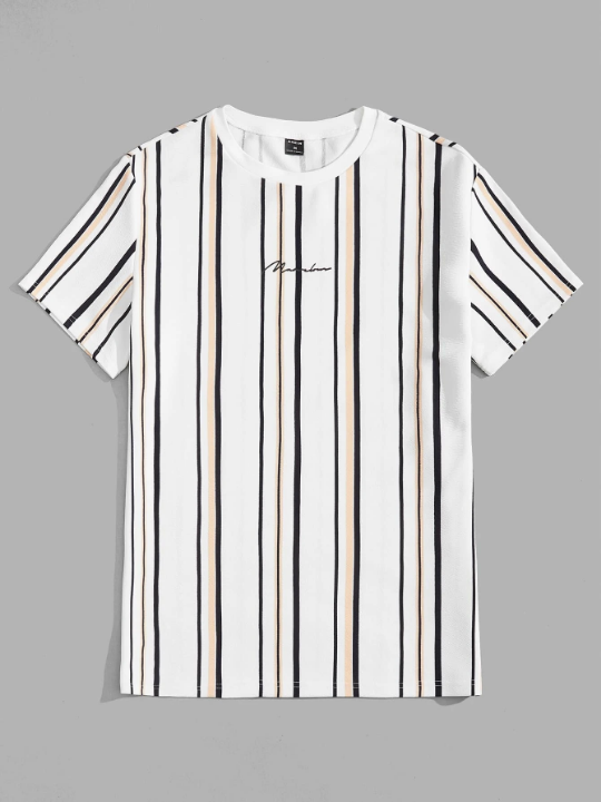 Manfinity Homme Men Letter Graphic Striped Tee