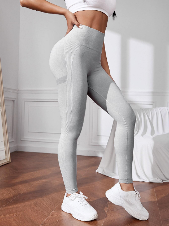 Yoga Basic Yoga Leggings Seamless High Stretch Tummy Control Training Tights With Wide Waistband