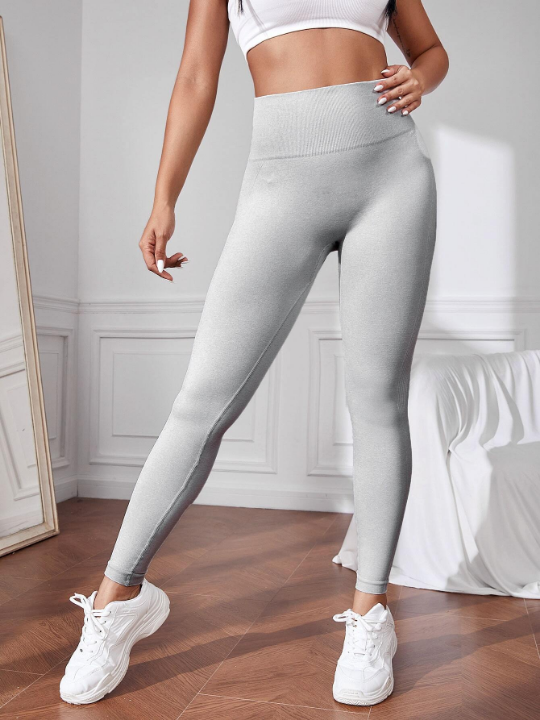 Yoga Basic Yoga Leggings Seamless High Stretch Tummy Control Training Tights With Wide Waistband