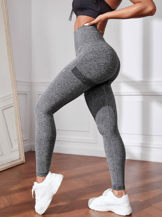 Yoga Basic Yoga Leggings Seamless High Stretch Tummy Control Training Tights With Wide Waistband