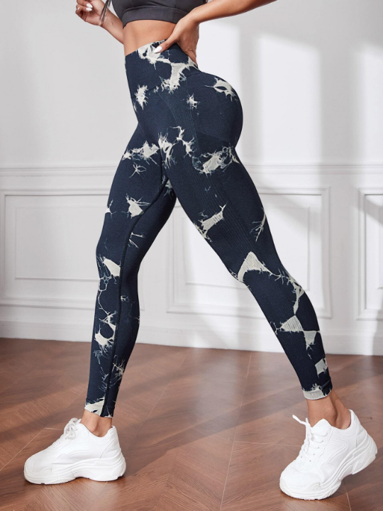 Yoga Trendy Tie Dye Seamless Breathable Softness Sports Leggings