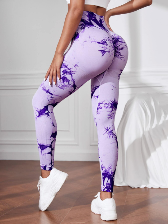 Yoga Trendy Tie Dye Seamless Breathable Softness Sports Leggings