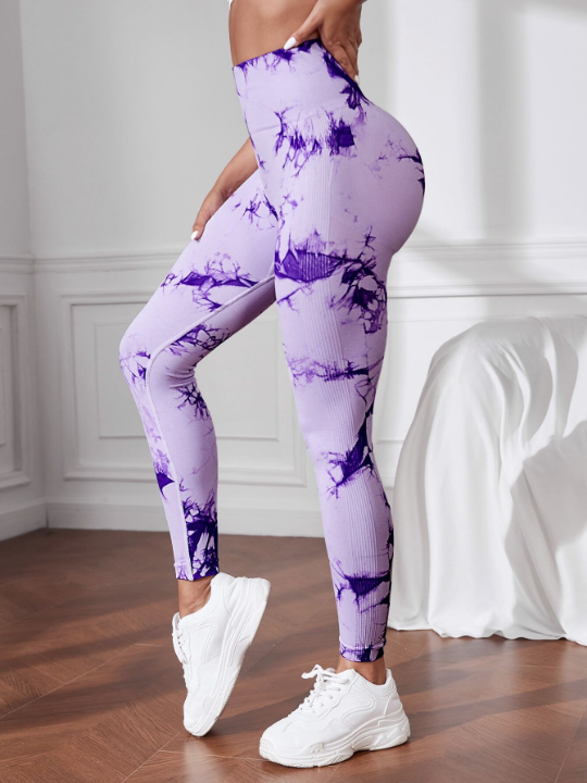 Yoga Trendy Tie Dye Seamless Breathable Softness Sports Leggings