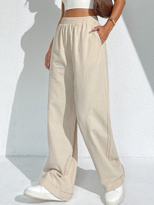 EZwear Slant Pockets Wide Leg Pants