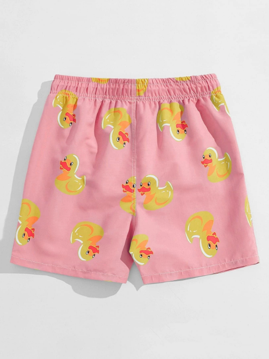 Manfinity Swimmode Men Random Cartoon Duck Print Swim Trunks