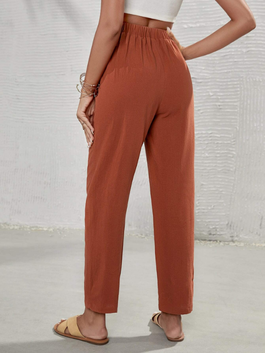 Frenchy High Waist Tie Front Tapered Pants