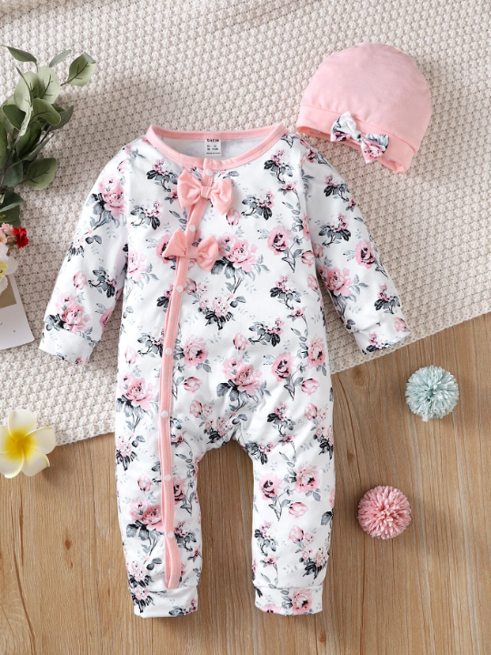 Baby Girl's Romper With Hat